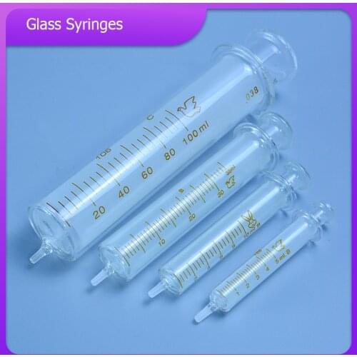 Glass Syringes Glass Sample Extractor Lab Glassware Glass Injector 1ml/5ml/10ml/20ml/30ml/50ml/100ml
