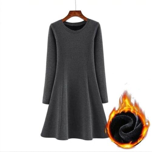 Warm Cotton Women Autumn Dress Winter Thicken Midi Dresses Casual loose Slim Lady Dresses Vestidos Plus Size M-6XL 7XL