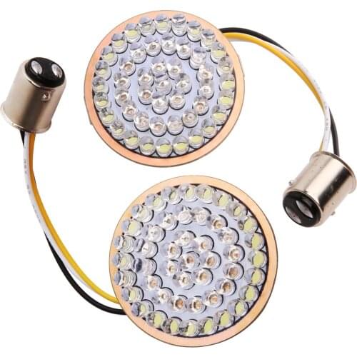 Motorcycle White/Amber 1157 Bullet Front LED Turn Signal Inserts For Dyna Super Glide Custom FXDC, Road King FLHR