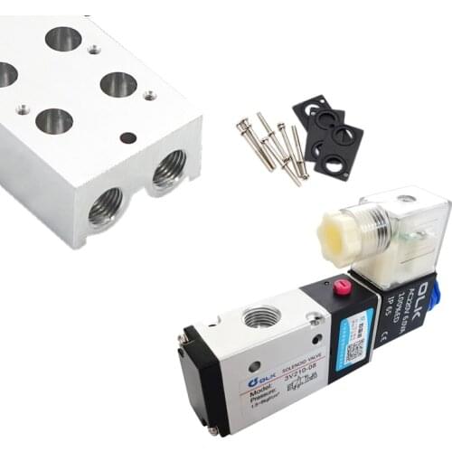 High Quality Solenoid Valve 3V210-08 + Solenoid Valve Manifold Connection Manifold 200M Series 2F/3F/4F/5F/6F/7F/8F/9F/10F