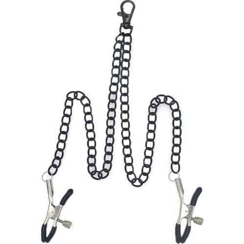 Nipple Clips BDSM Bondage Restraint Black Chain Breast Nipple Clamps Sex Toy Flirting Teasing Sex Flirt Sex Slave Kit