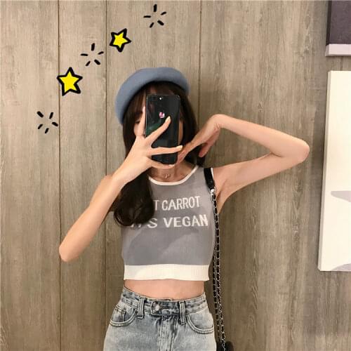 Women Tanks Tops Vest Womens Summer Letter Embroidery Knitted Top Camis Crop Top For Women