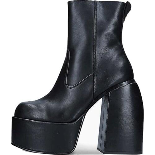 Women Stretch Boots 2021 New Fashion Female Shoes High Heels Thick Platform Ankle Mid-Calf Over-the-Knee Black Boots Party Club