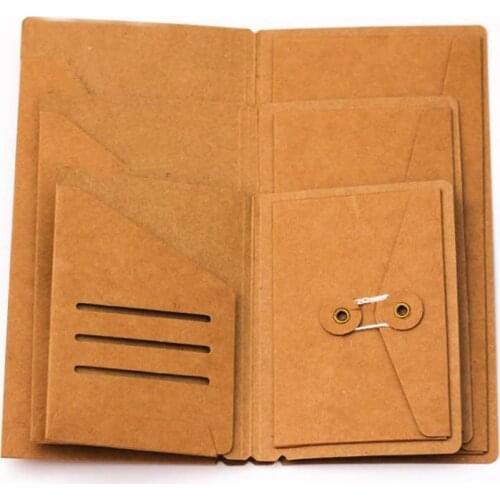 1 Pcs Kraft For Travel Journal Notebook Office Retro Vintage Card Organizer Standard Passport File Pocket Holder