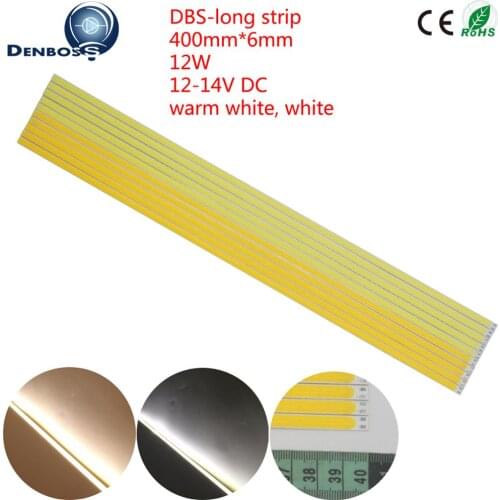 Hot sale 10PCS LED COB Strip 400x6mm 12W 12V DC Bar light Warm White for DIY Outdoor light COB Camping Lamp COB led source