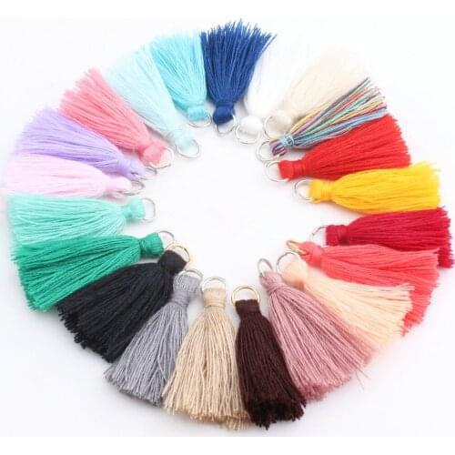 30pcs Mini Tassels,35mm Mix Color Cotton Tassles With Loop Cloth Trim DIY Jewelry Making Supplies