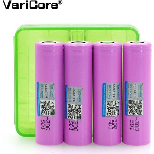 4PCS VariCore original ICR18650 30Q battery 3000mAh lithium battery powered rechargeable battery+Storage Bo