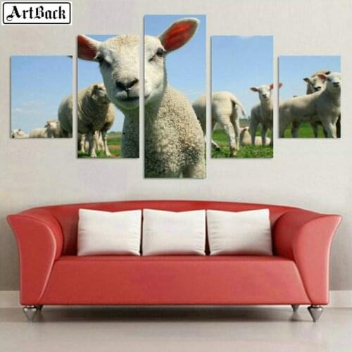 5d diamond painting sheep full square drill animal 5 spell painting living room decoration diamond mosaic lamb crafts stickers