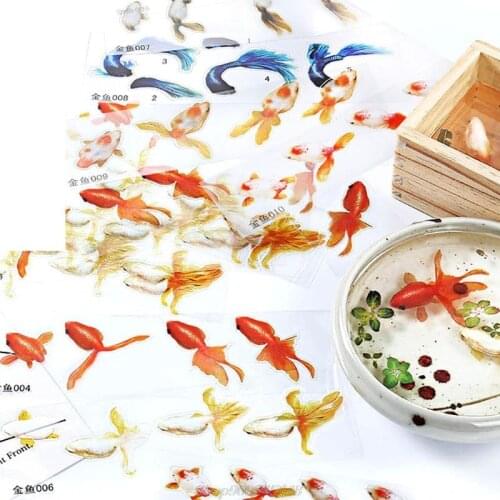 9Style 3D Goldfish Blue Fish Leaves Grass UV Resin Stickers Clear Film Resin DIY Fillers Water-Like Painting Jewelry M17 21