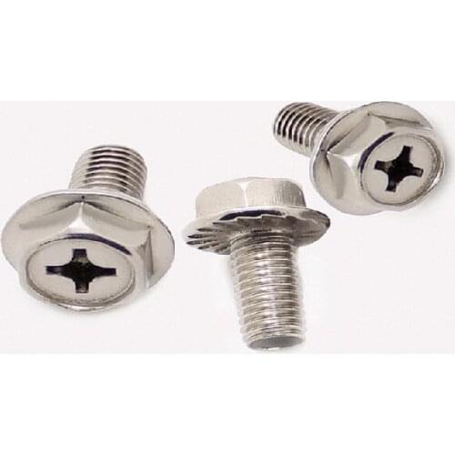 Free delivery 304 stainless steel cross flange screw hex flange face bolt anti-slip pad screw M4 M5 M6 M8* 6 8 10 12 16 20 25 30