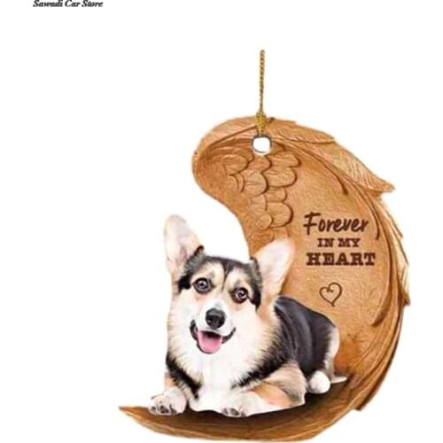 Forever In My Heart Dog Rose Flower Keychain Creative Acrylic Car Rearview Mirror Decor With Wing Remembering Cute Keychain Bag