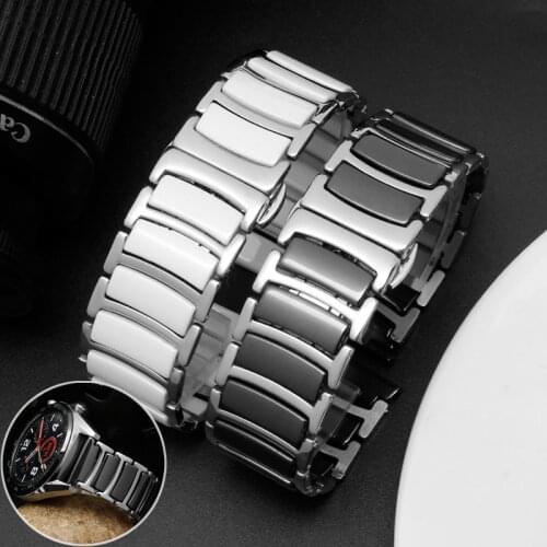 Quick Release Ceramic Stainless Steel Watch Band for Samsung Galaxy Watch 3 41mm 45mm Bracelet for Huawei Watch Watch GT Strap