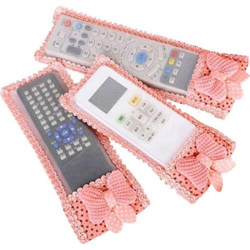 TV Remote Control Case Air Condition Control Cover Textile Protective Bag TV Air Condition Protector Bowknot Lace Fabric Case