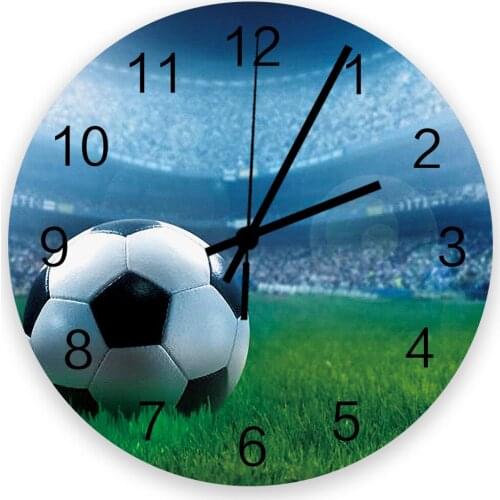 Football Sports Stadium Soccer 30cm Wooden Wall Clock Modern Design For Home Living Room Office Kitchen Wall Decor Hanging