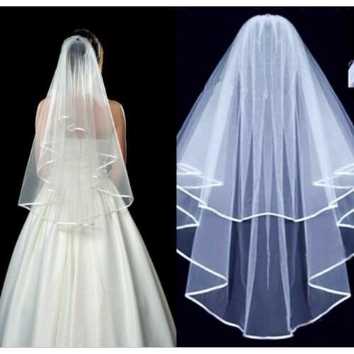 Elegant Wedding Accessories Short Soft Tulle Wedding Veils Two Layers White/Beige Bridal Veil with Comb velo de novia largo