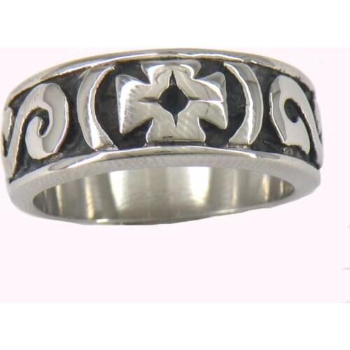 FANSSTEEL Stainless Steel Jewelry Tribal Flower Christ Cross Band Ring FSR11W09