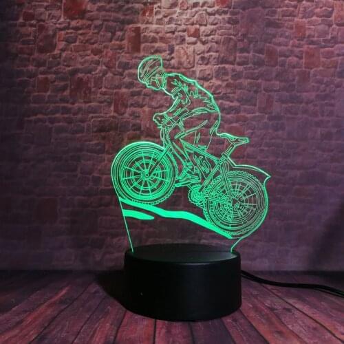 MTB Cycle Racing Figure Model 3D Illusion Led Lamp 7 Colors Changing Touch Nightlight Flash Lighting Bicycling figures Toys