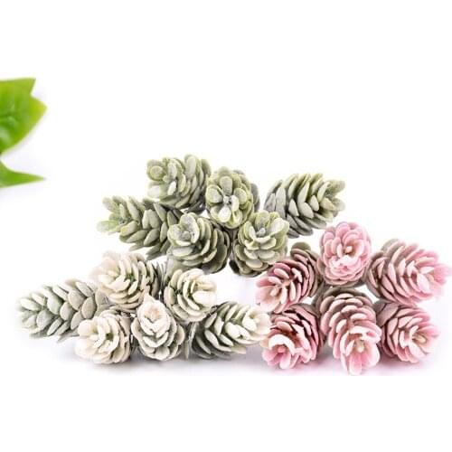 6pcs Pine Cone Artificial Flower Pineapple Artificial Plastic Plant Branch Wedding Home Decoration DIY Bouquet Gift Box