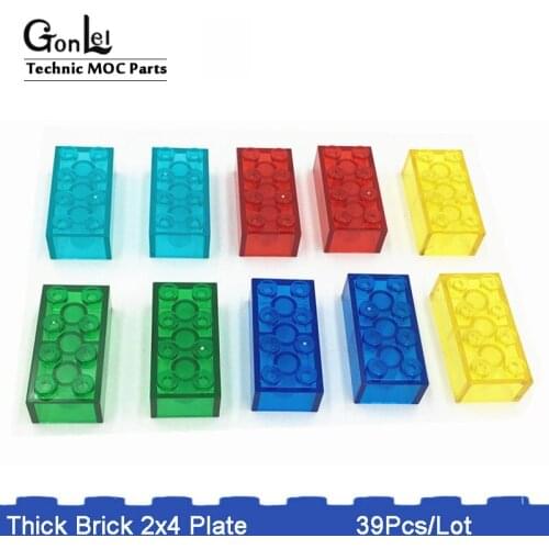 39Pcs/Lot Transparent Clear MOC Brick 2x4 Building Blocks Creative DIY Toys For Children STEAM Compatible with No.3001 Gifts