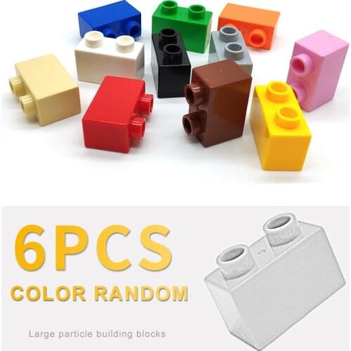 6pcs Big Building Blocks 1x2 Dots Basic Bricks Classic Accessory DIY Compatible With Duplo Parts Gift For Kids Creative Toys Set