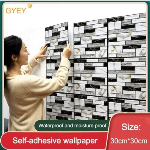 Marble Pattern Wall Stickers 3D Stickers Self-adhesive Wallpaper Background Wall Retaining Wall Decoration Restaurant Waterproof
