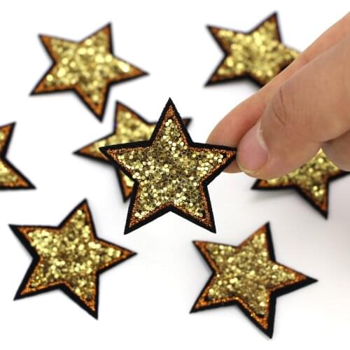 10pcs/lot Sequined Bling Star Patch Iron On Sew On star Stickers for Clothes Jeans Appliques DIY Coats Pants Badge Sewing Patch