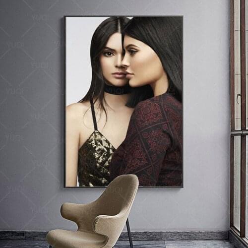 New Kendall & Kylie Jenner Model Star Girl Oil Painting Art Poster Print Canvas Home Decor Picture Wall Print