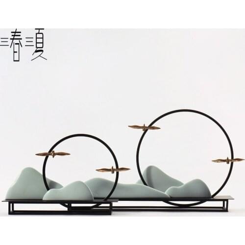 New Chinese Zen ceramic rockery Hotel porch decoration study tea room living room tea table interior soft decoration