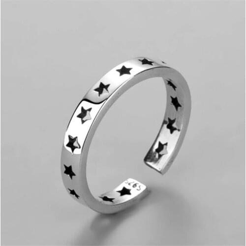 New Arrival Retro Distressed Five-pointed Star 925 Sterling Silver Jewelry Simple Temperament Lucky Hollow Star Rings R250