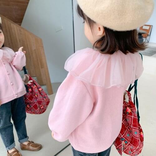 2020 Autumn New Arrival Girls Long Sleeve Coat Kids Korean Design Cardigans Lace Spring Girl Coat