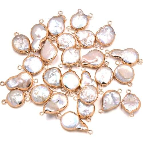 Natural Freshwater Pearl Pendant irregular shape Double hole connector Pendants DIY Elegant Necklace Bracelet Jewelry Making