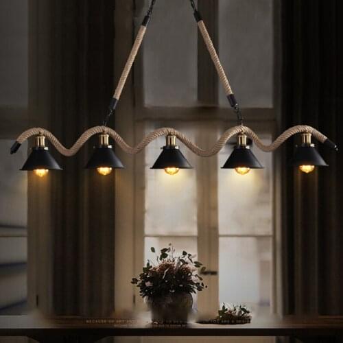 Retro Industrial Pendant Lamps Nostalgic Decoration Net Coffee Restaurant Clothing Shop Lights Creative Hemp Rope Lamp
