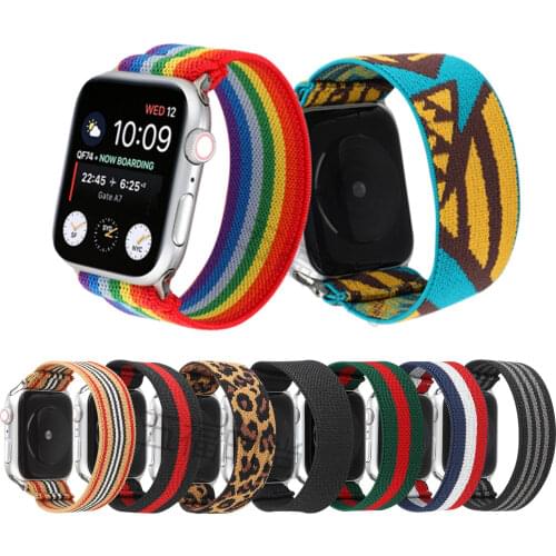 New Design Stretchy Bracelet Strap for apple watch Band 44mm 40mm 38mm 42mm Elastic Correa Sport Loop for iWatch SE 6 5 4 3 2 1