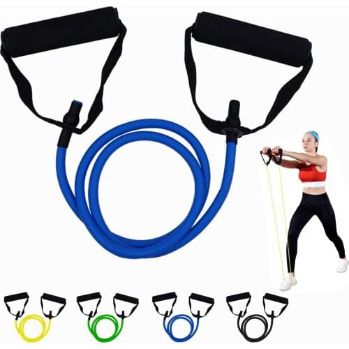 Arm Training Resistance Bands TPE Tube Pull Rope for Gym Sport Pilates Workout Elastic Band Fitness Equipment with Foam Handle