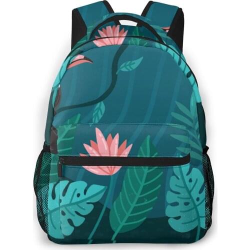 Backpack Women Shoulder Bag For Teenage Girls Hand Drawn Tropical Bird Bagpack Female Ladies School Backpack