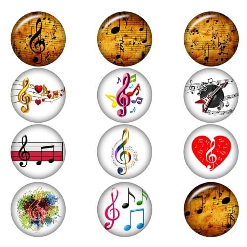 Mixed Glass Snap Button Jewelry Musical Note For DIY 18MM Button Snap Bracelet Necklace Jewelry