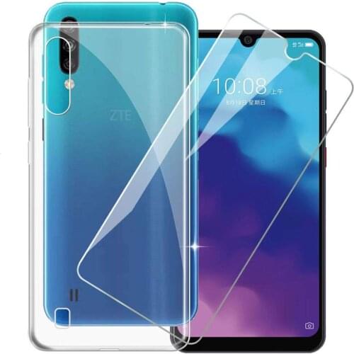 2in1 Glass Cover + Case For ZTE Blade A7 2020 Screen Protector Soft Tpu Silicone Case On For ZTE Blade A7 2020 Couqe Funda
