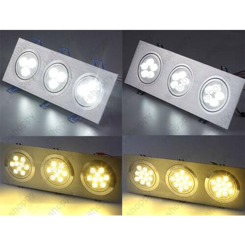 Triple-Head 9W/15W/18W/21W/27W/36W LED Ceiling Light Fixture Dimmable/Not Lamp Bulb Kit Square Vestibule Shop