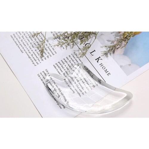 Female use transparent thin face facial meridian detox massage Crystal scraping plate
