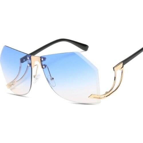 2020 New Irregular Rimless Sunglasses Women Brand Designer Alloy Frame Oversize Gradient Sun Glasses Fashion Female Clear Shades