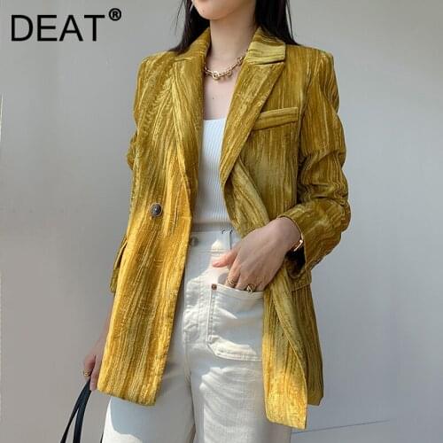 DEAT Women Balzer Coat Velvet Long Sleeve Lapel Single Breasted Vintage Style Loose Jackets 2021 New Autumn Fashion 15JK292