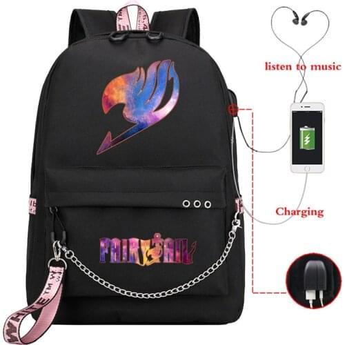 Sac A Dos Femme Backpack Women Anime FAIRY TAIL School Bags for Teenage Girls Boys Rugtas Jongen Plecak USB Laptop Mocihlas