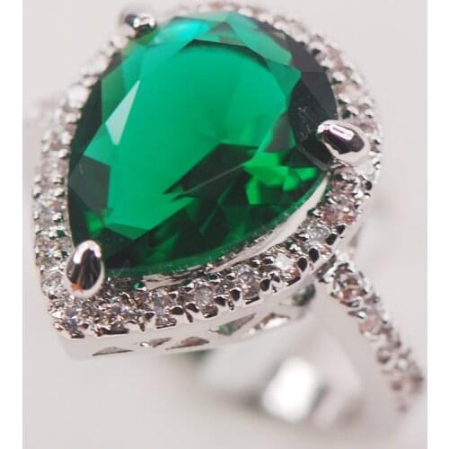 Simulated Emerald Fashion 925 Sterling Silver Woman Ring Size 6 7 8 9 10 F607 Fashion Wholesale Jewelry Free Shipping