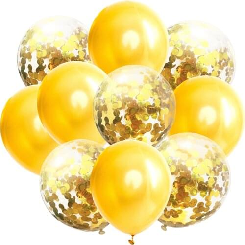 ZLJQ 10pcs Transparent Confetti Balloons Wedding helium balloon Happy Birthday Party Decoration kids New Year Decoration 2019