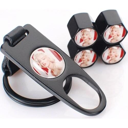 1 Set Caps Car Marilyn Monroe Tire Valve Caps Matched Spanner For Car Tyre Anti-lost Sexy Girl Car Sticker Auto Accessory