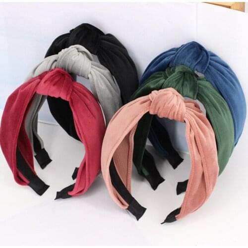 1 Pcs Knot Cross Tie Solid Fashion Velvet Hair Band Headband Girls Bow Hoop Hair Accessories Twist Headband Headdress for Women