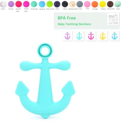 Wholesale 1pc Fashion Anchor Silicone Soft BPA Free Teething Necklace Teether Safe For Baby Anchor Silicon Teether 5 Color