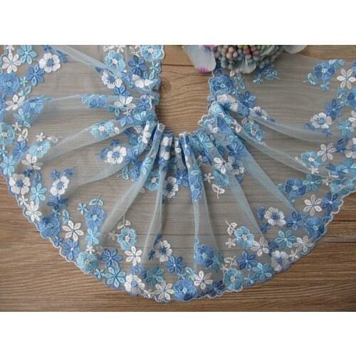 10Yards Blue Lace Trim For Clothing Garment Supplies Two Edge Fabric DIY Underwear Lingerie Floral Trimming High Quality