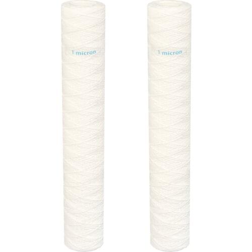 2 PACK Of Universal Polypropylene String Wound Sediment Water Filter Cartridge 2.5" x 20" - 1 Micron