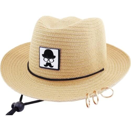 2018 new children' s iron ring hat baby sun hat for boys and girls beach hat kids Panama caps 6 colors